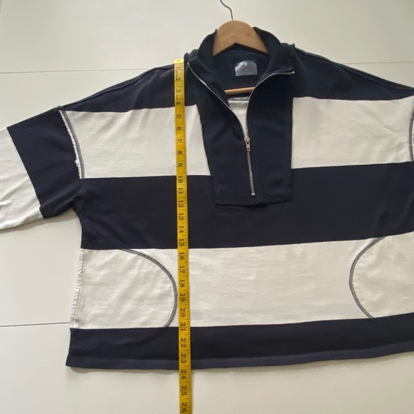 FP Movement Retro Rugby Polo Top Striped Navy and White Size Medium - Picture 12 of 13